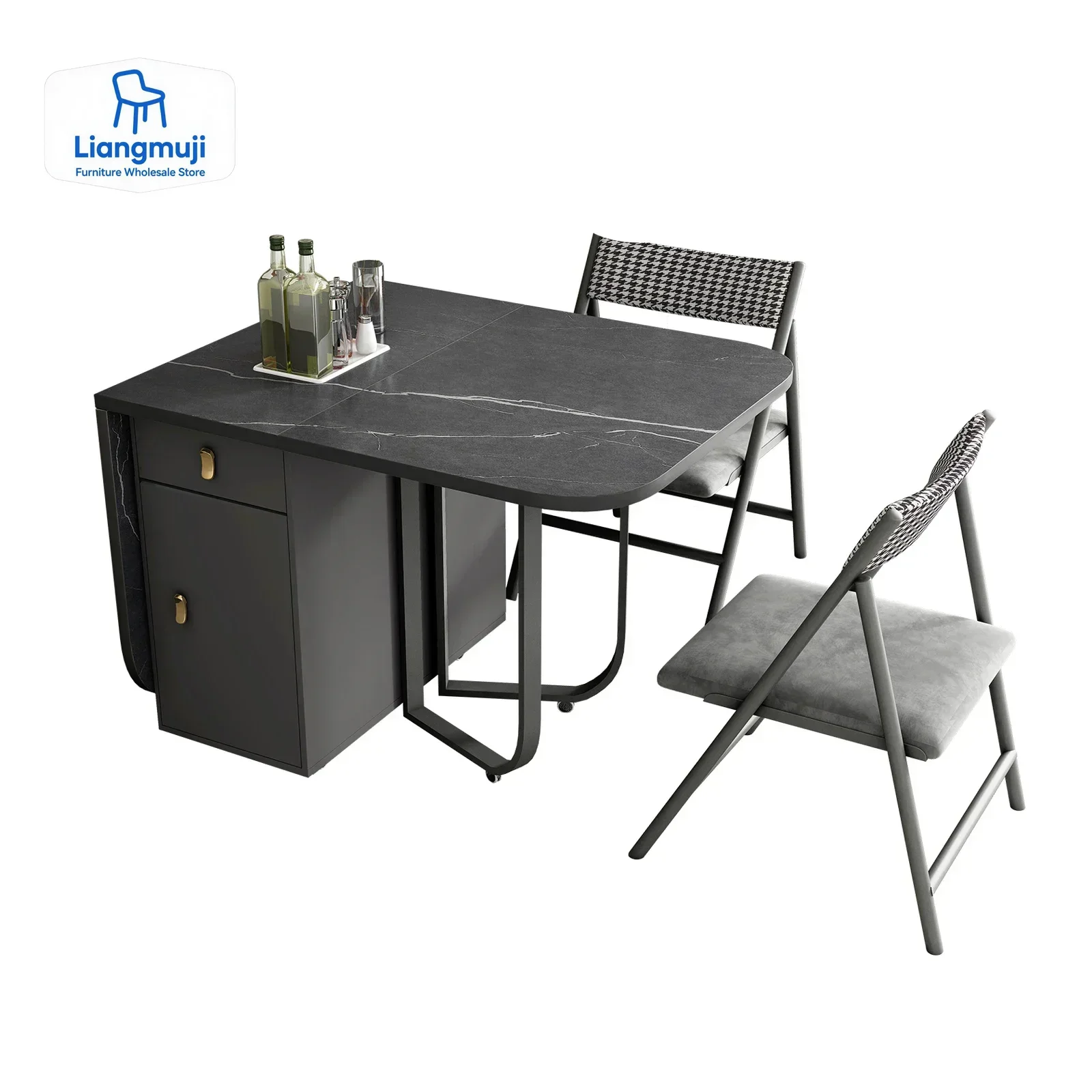 Movable Fashion  Folding Dining Table Furniture Multifunctional Rectangle Dining Table and Folding Chairs modern dining table