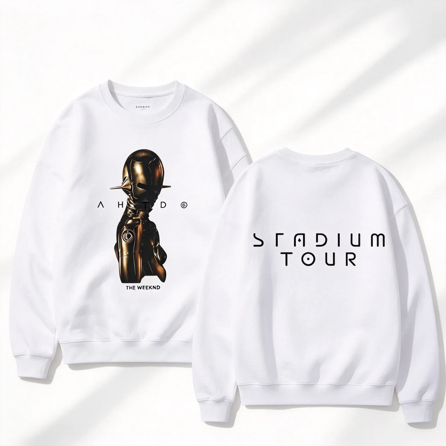 2026 Oversized Hoodie Crewneck Sweatshirt Men Women Golden Robot Art Graphic Print Long Sleeve Street Casual Tops