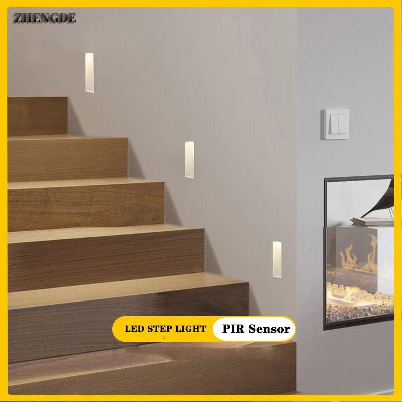 

Frameless Footlight Embedded Square Stair Corridor Detachable Human Body Sensing Led Ladder Light