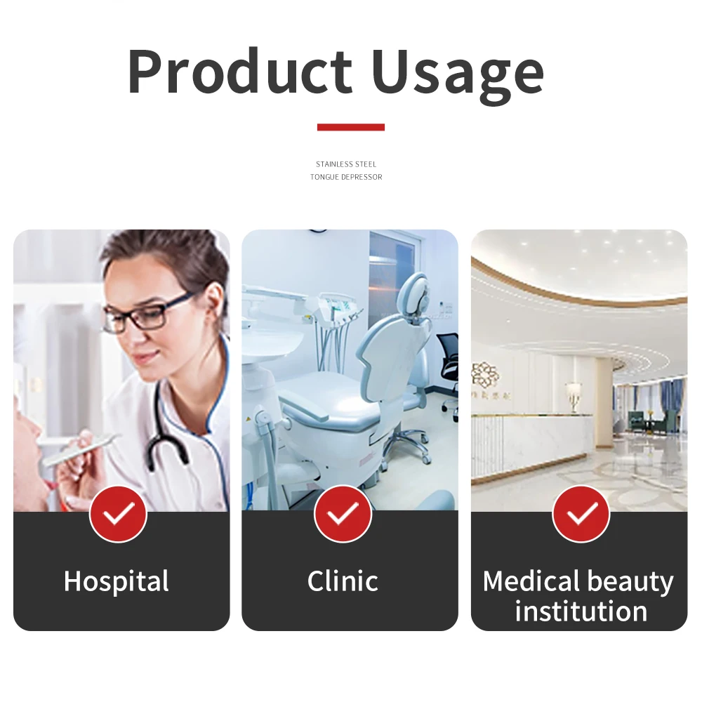 خافض لسان من الفولاذ المقاوم للصدأ ، ملعقة شمع طبي ، طقم عصي خافض لسان ، معدات فحص الفم ، رعاية طبية للطبيب