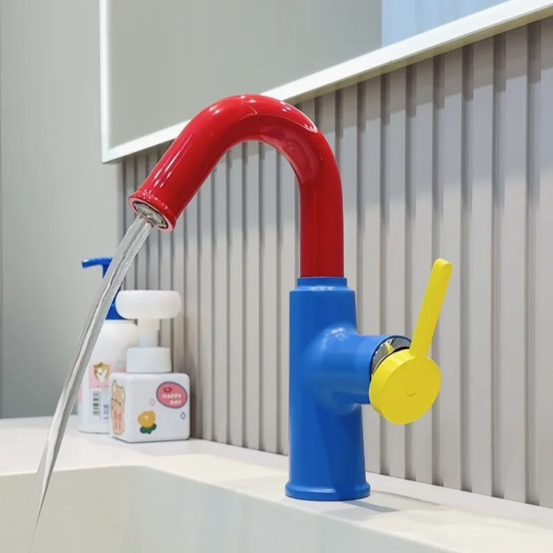 Children's basin hot and cold faucet cartoon kindergarten color face wash hand pool basin mouthwash household
