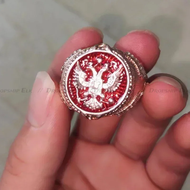 Модное властное трехмерное гравированное двуглавое кольцо с орлом, мужское обручальное кольцо, вечерние в стиле панк, хип-хоп, деловой мужской подарок