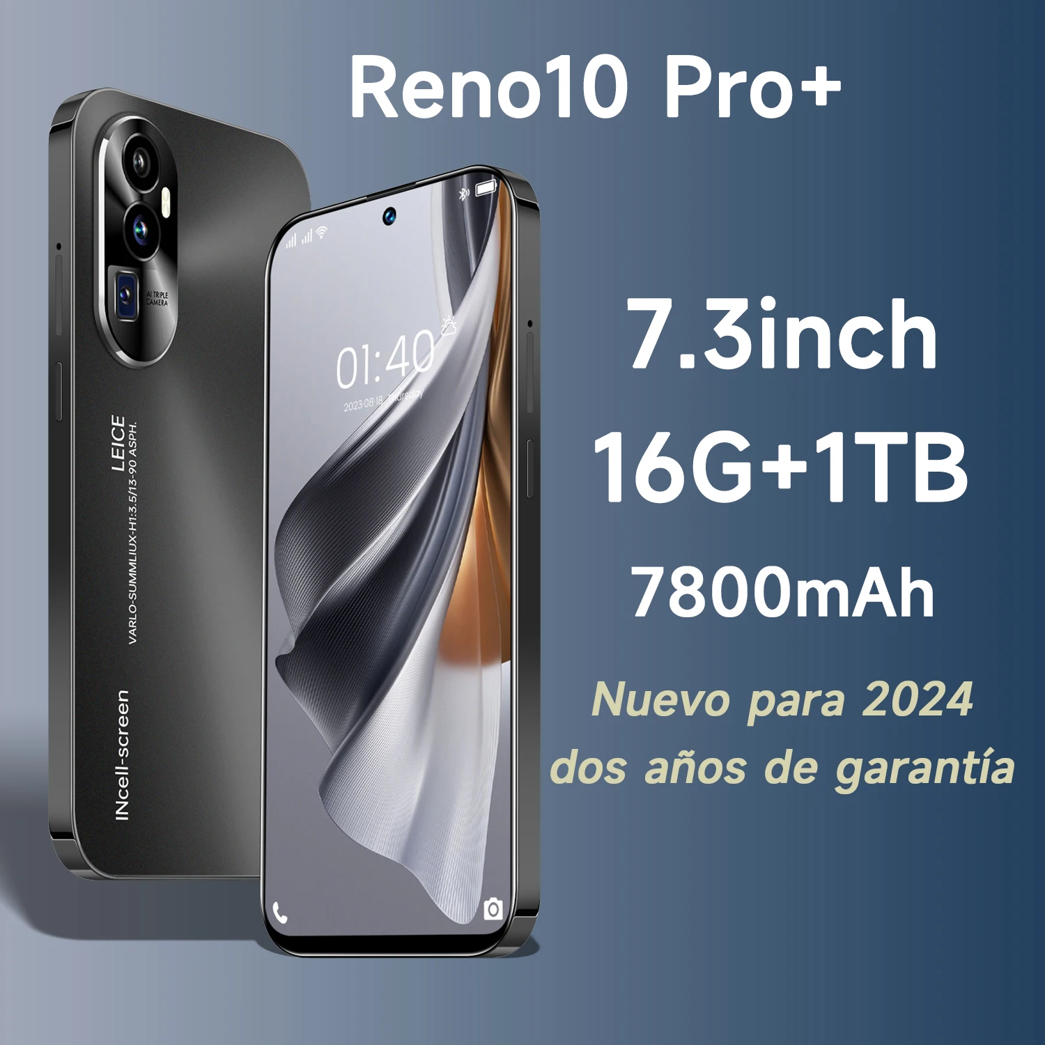 Reno10 Pro+ Global Version Smartphone Qualcomm8 Gen2 16G+1TB 7800mAh 50+108MP 4G/5G Android Mobile Phone Fingerprint Unlock