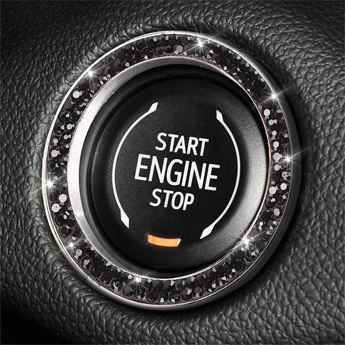 1pc Car start button decoration circle 2024 nuovo aggiornato double row drill one click start anello di diamanti artificiali