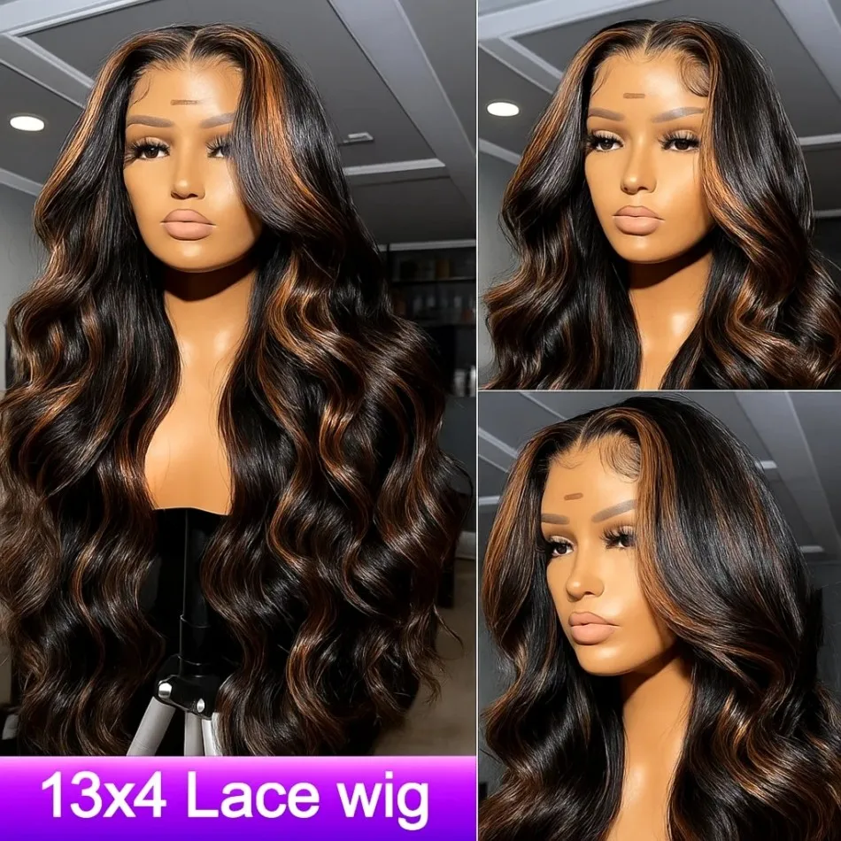 Body Wave Human Hair Wigs P1b30 Highlight Ombre 13X6 Hd Lace Frontal Wig 13X4 Human Hair 230 Density Colored Pre Plucked Brazilian Wigs