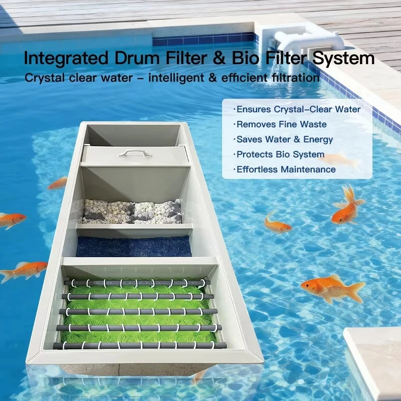 50m³/h Compact Space Saving Bio Filter Box Drum Filter for Koi Pond with Enhanced Nitrification for Crystal Clear Water