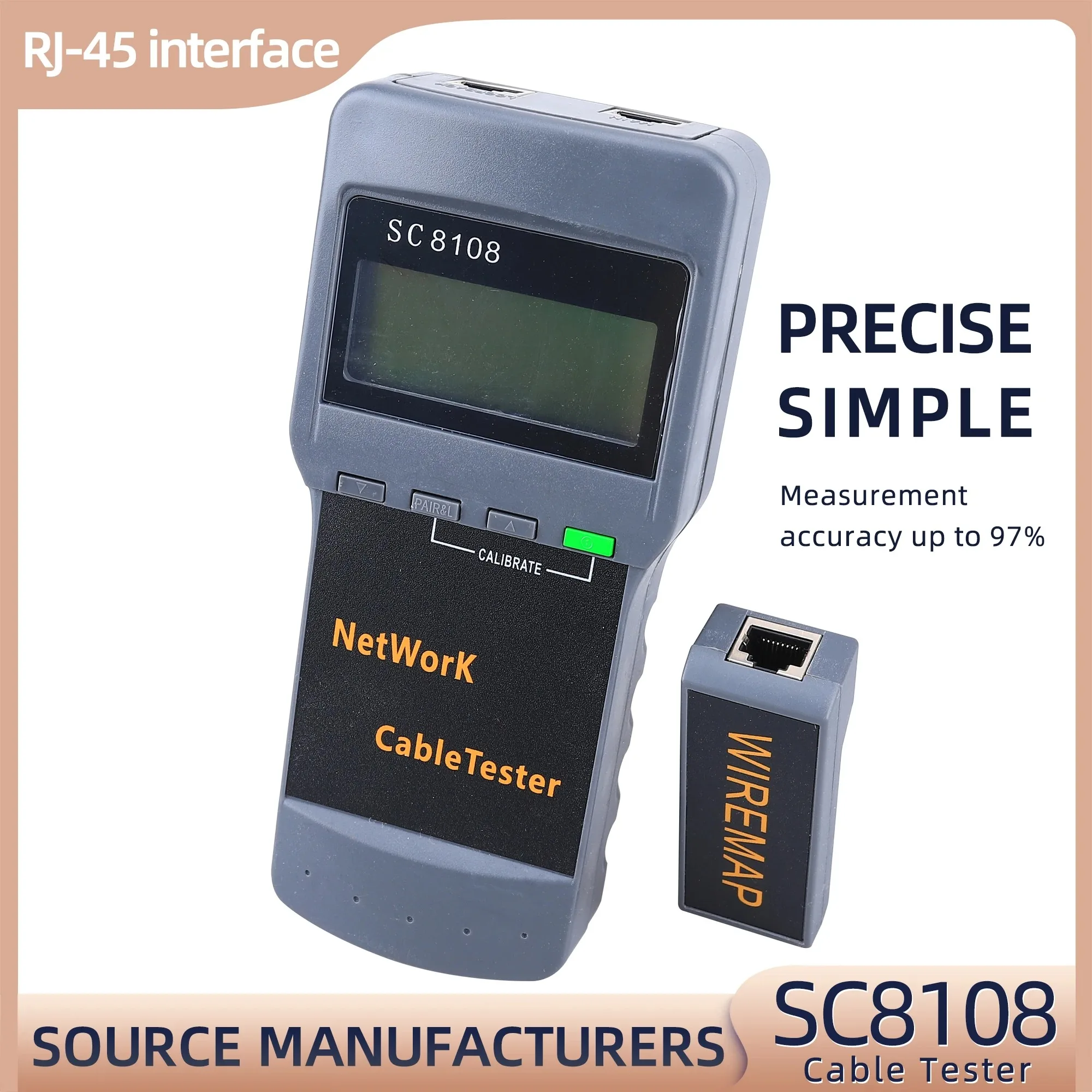 

SC8108 LCD Digital PC Data Network CAT5 RJ45 LAN Phone Cable Tester Meter Portable Multifunction Wireless Network Tester