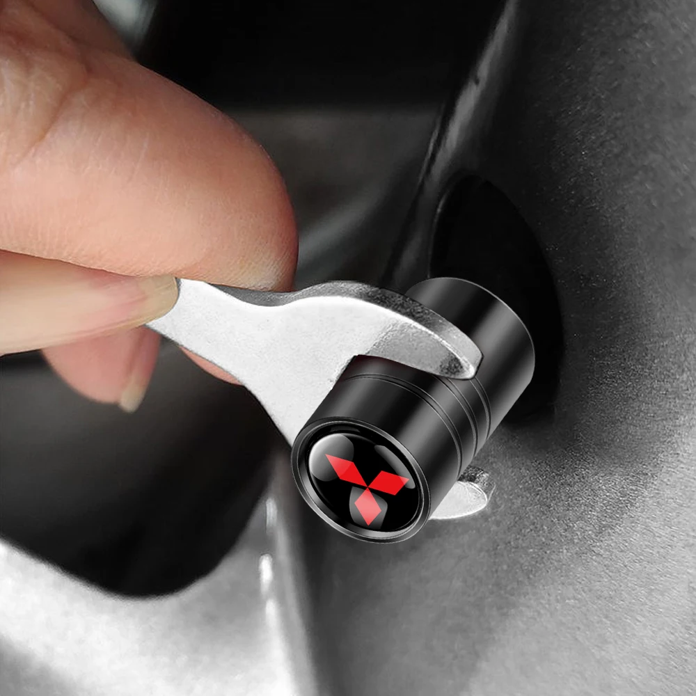 4Pcs Car Styling Metal Tire Valve Stem Caps Rim Accessories For Mitsubishi Ralliart Space Star Lancer 9 Outlander Carisma Galant