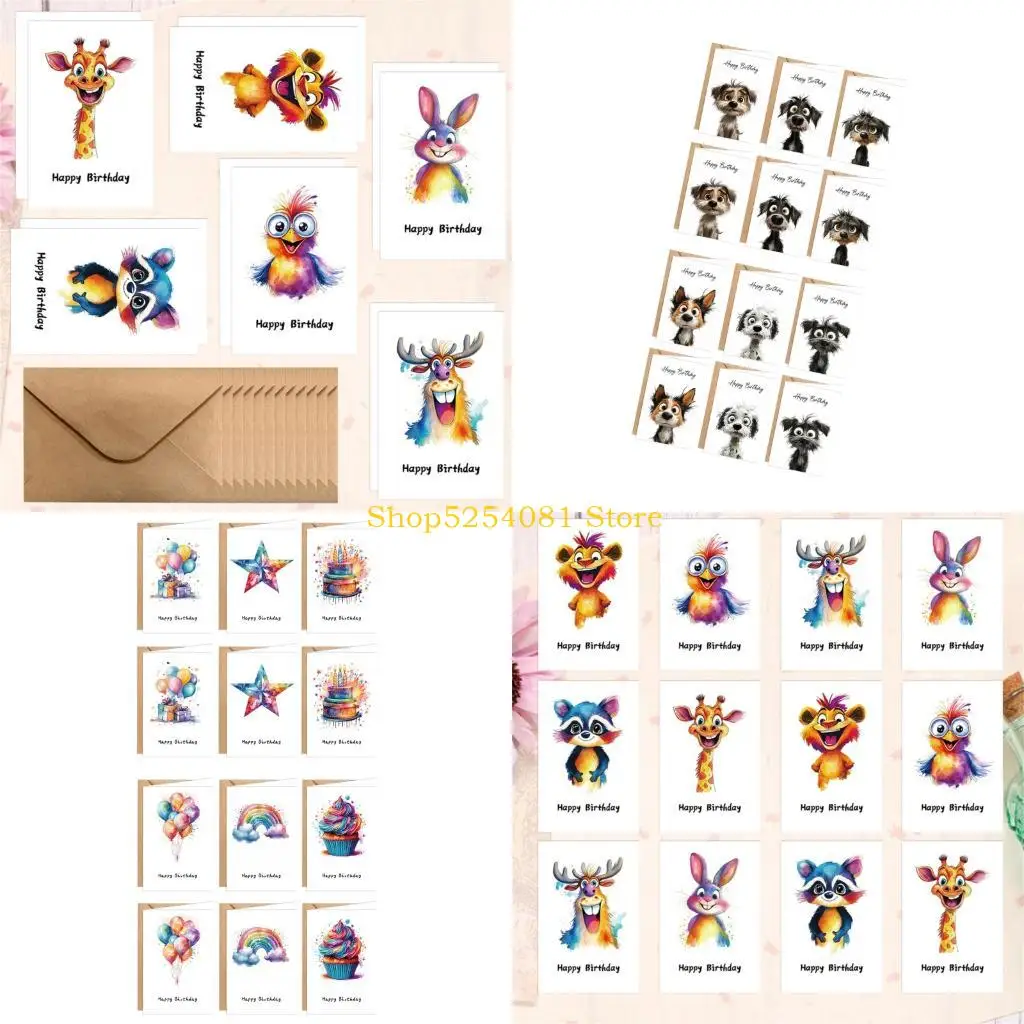 

AXYC 12 шт. поздравительная открытка на день рождения с собакой, приглашение на вечеринку с конвертом для мужа, жены, взрослых