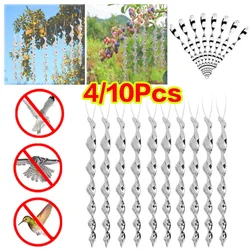 4/10 Pieces Outdoor Bird Repeller Creative Spiral Reflective Bird Repeller Stick Hanging Garden Balcony Fruit Tree Bird Repeller