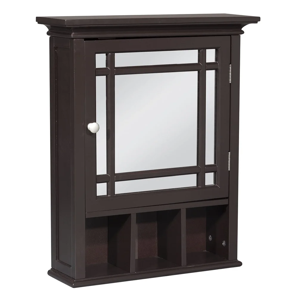 خزانة حائط بباب واحد مزخرفة مع باب زجاجي عاكس، رف داخلي قابل للتعديل، سهل التجميع، خشب متين هندسي #2