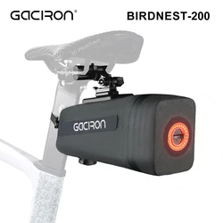 Gaciron Bicycle Saddle Bag With Smart Taillight BIRD NEST Bike Bag With Motion Sensor Rear Light 30lm USB-C Charging For Cycling