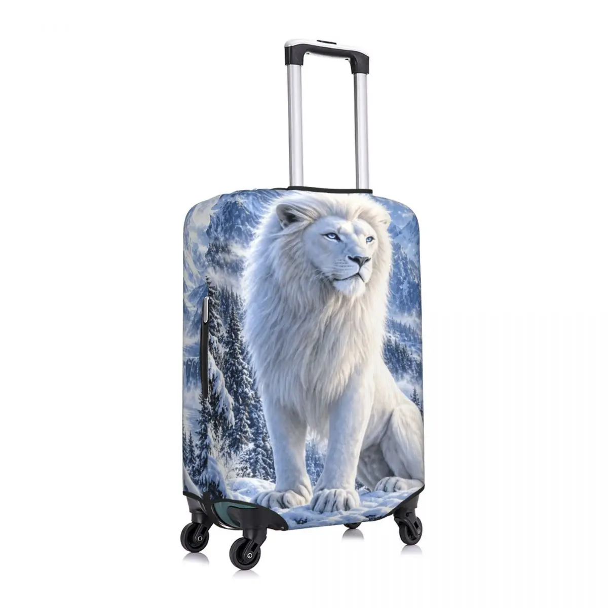 White Lion Single Digital Printed Suitcase Cover Travel Protection Holiday Useful Luggage Accesories