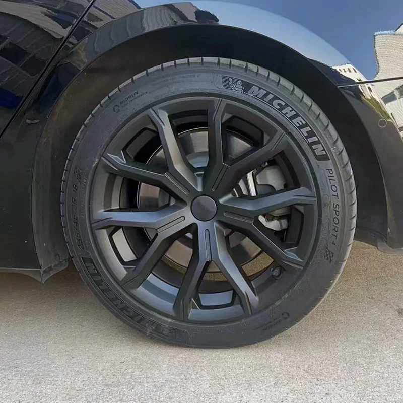 4PCS Hub Cap Performance for Tesla Model 3 18-Inch Wheel Cap Replacement Automobile Hubcap Full Rim Cover Accessories 2018-2023