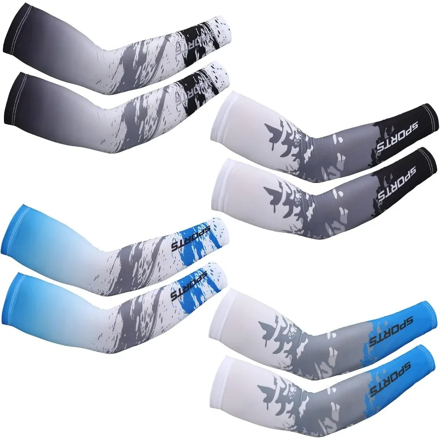 4 Pairs UV Sun Protection Arm Sleeves for Men Women - Cooling Sports Sleeve with Anti-Slip Ice Silk Fabric Ideal for Outdoor Ac