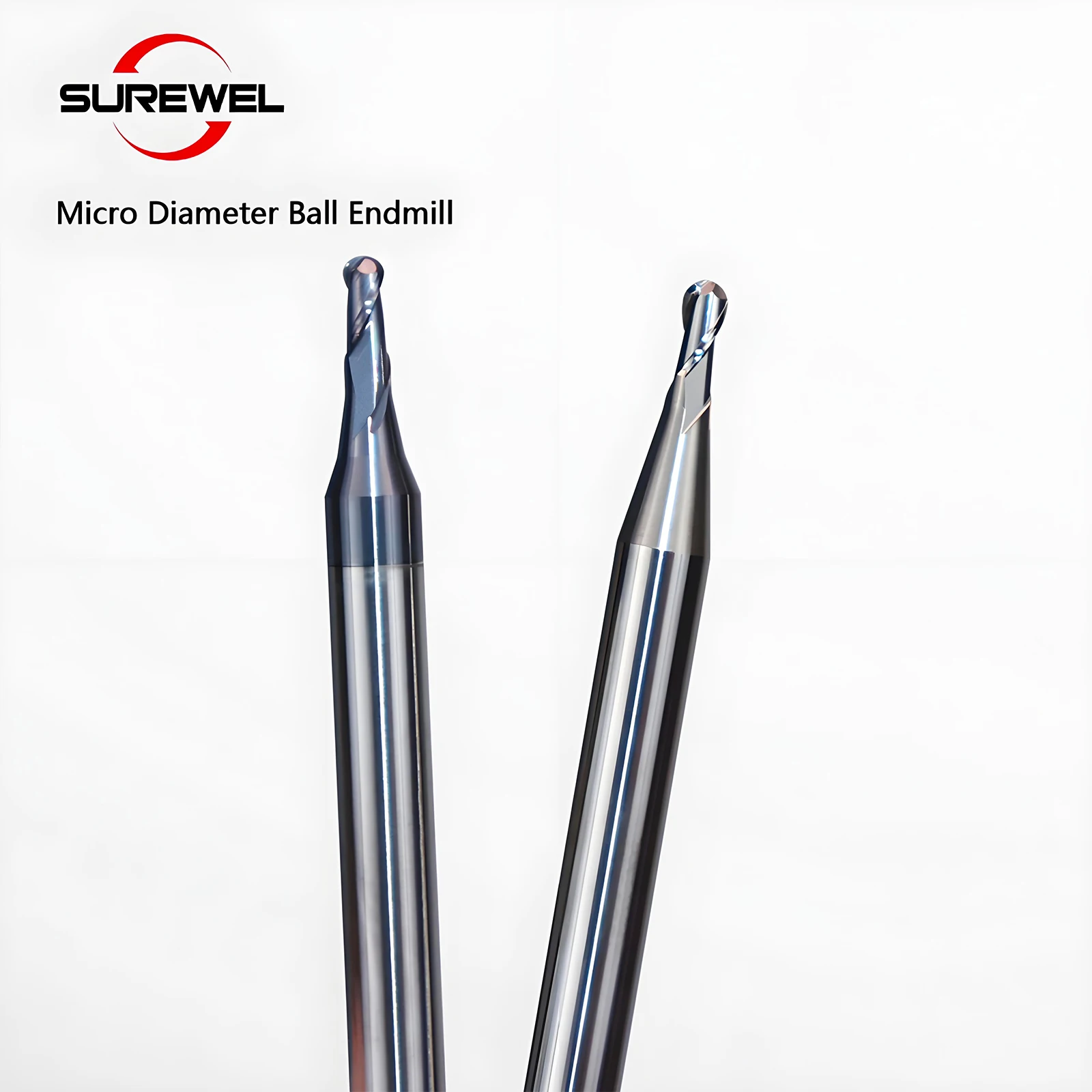 مطحنة نهاية الكرة الدقيقة من كربيد SUREWEL ، لطحن المعادن ، الفولاذ المقاوم للصدأ ، سبائك التيتانيوم ، HRC60 الكرة الأنف قطع طاحونة التصنيع باستخدام الحاسب الآلي