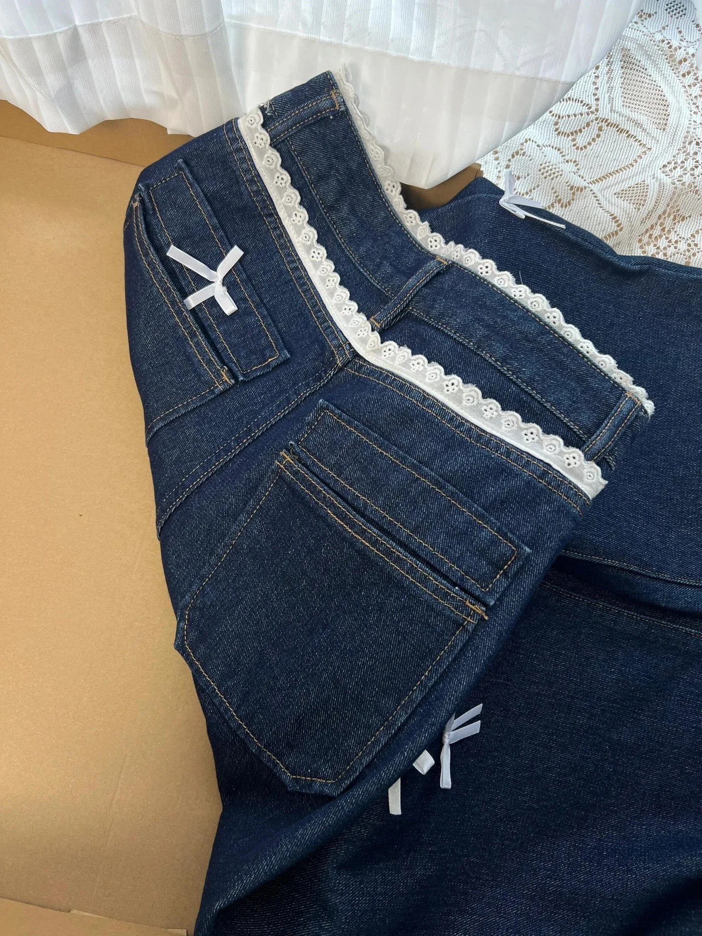 Pantalones vaqueros clásicos rectos para mujer, con cordón, cintura elástica, holgados y relajados, ropa femenina, moda vaquera