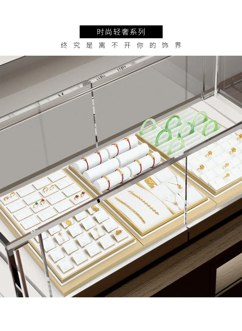 Gold Display Tray Gold and White Jewelry Counter Display Tray Bracelet Earring Necklace Jewelry Set Silver Jewelry