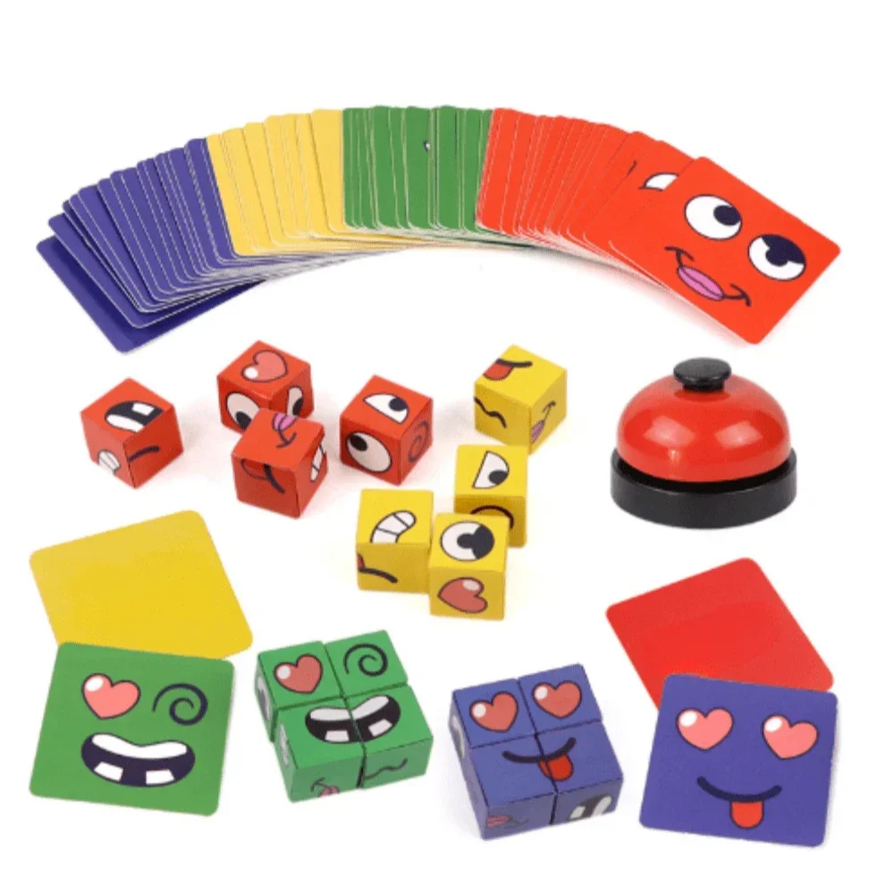 

Детские блоки для выражения лица, веселые настольные игры для родителей и детей, Интеллектуальные развивающие строительные блоки