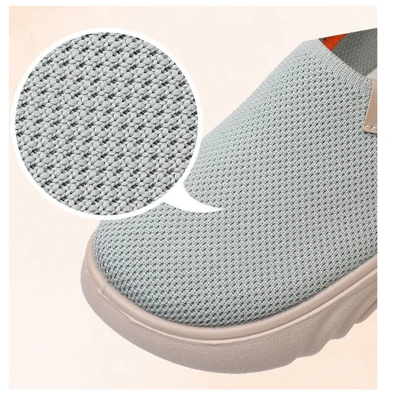 New knitted mesh sneakers women's breathable trainers slip on knitting shoes woman autumn flats comfort walking jogging shoes