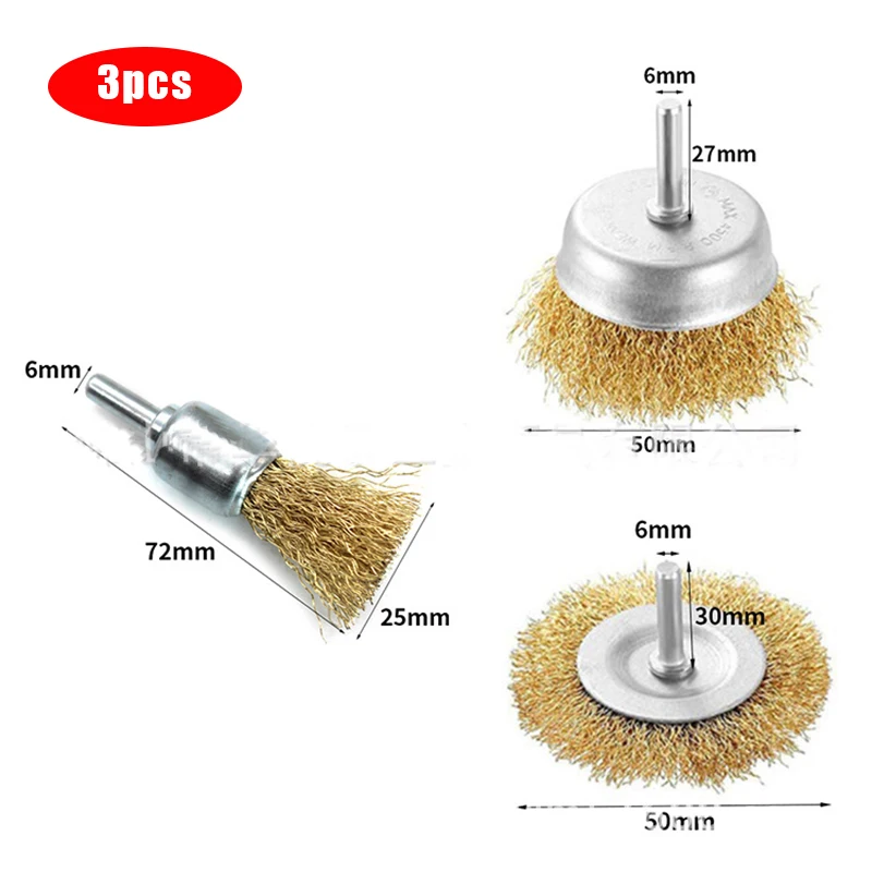 Drahtbürstenrad-Topfbürsten-Set, 3/12er-Pack grob gewelltes 1/4-Zoll-Schaft-Drahtrad zum Reinigen von Rost, Peeling, Schleifen, Bohrer – Detail 11