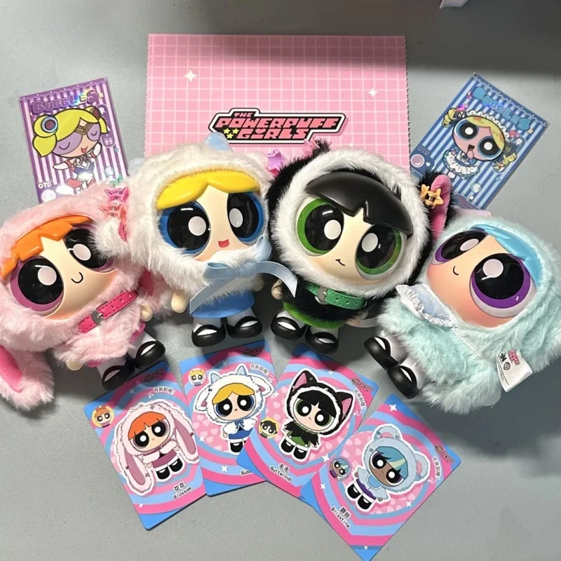 New Hot The Powerpuff Girls Cape Cross-Dressing Doll Blind Box Doll  Vinyl Doll Backpack Pendant Key Rings/Chains Art Toy