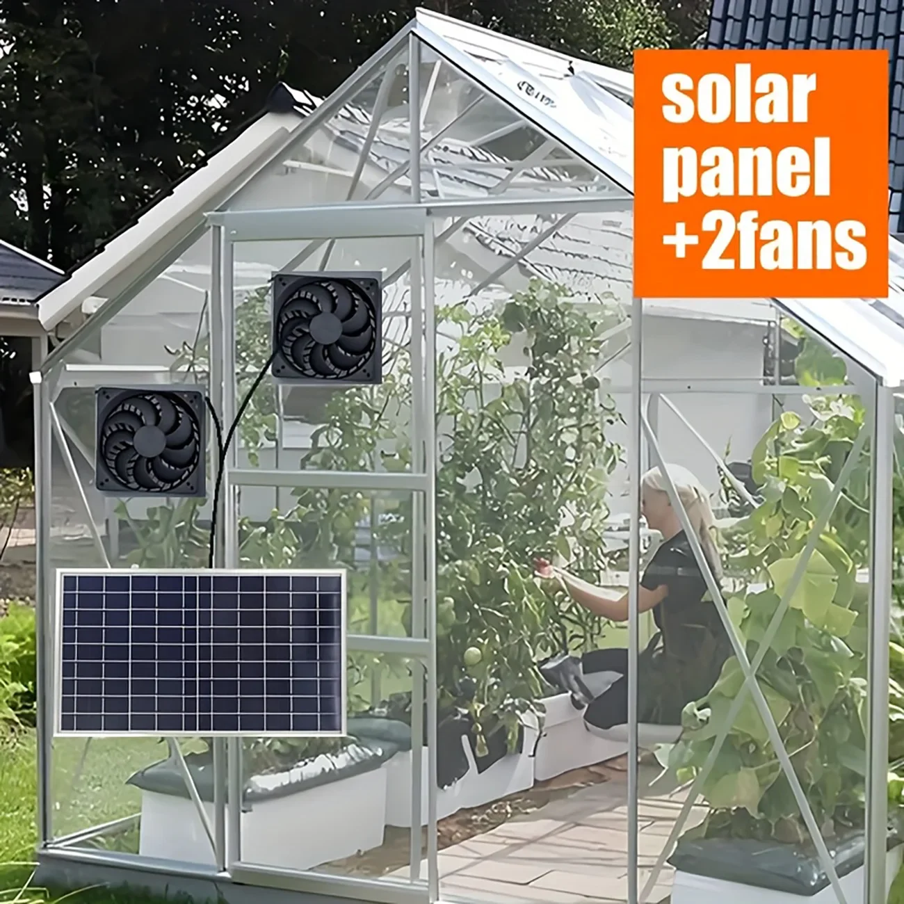 NEW Professional Solar 10W Dual Fan Exhaust Vent Cooling Kit for Chicken Coop Dog House Pet Kennel Greenhouse Storage Shed RV