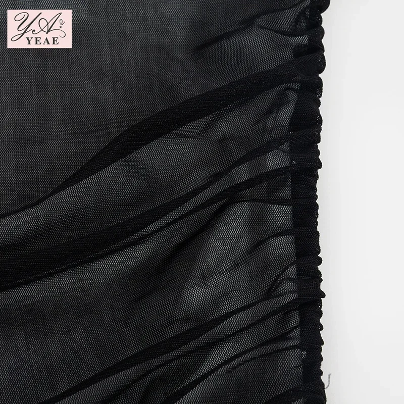 Black Dress Women Ribbon Strapless Mesh Mini Dress 2024 Fall Sleeveless Evening Sexy Club Party Evening High Street Dresses