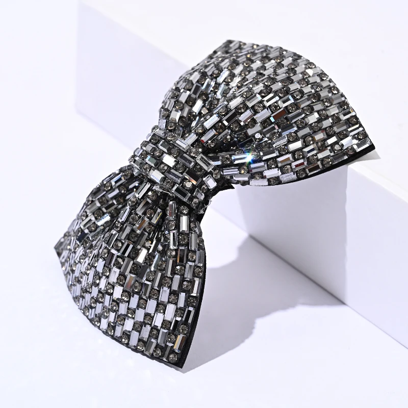 New Fashion Crystal Rhinestone Bow Hair Clips for Women Elegant Barrettes Ponytail Holder Hairpin Hairgrips Hair Accessories