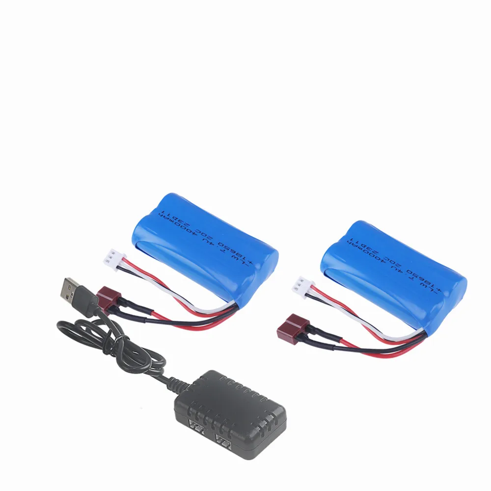 2S 7,4V 4000mAh 18650 Li-Ionen-Akku für 144001 12428 12423 SCY-16101 SCY-16102 SCY-16103 SCY-16201 SCY-16301 RC Auto LKW