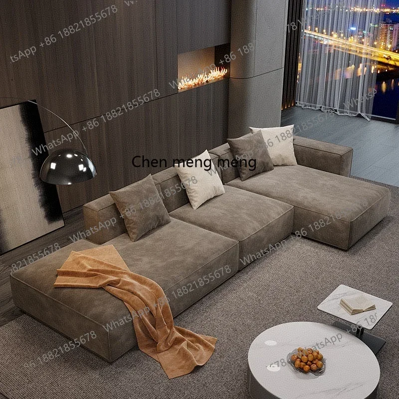 M78 Italian minimalist matte fleece tofu sofa small apartment living room combination corner sofa