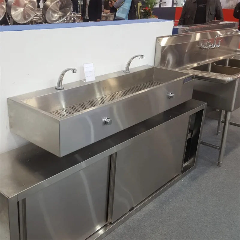 

Laboratory furniture Wall-mounted stainless steel matte sink Durable knee operation sensor Faucet Hand washing