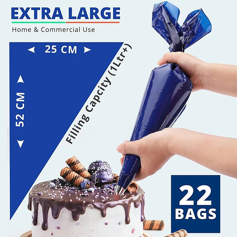 LMETJMA 21inch Large Disposable Pastry Bags Thicken Pipping Bag Premium Quality Icing Piping Bags For Cookies Cupcakes JT508