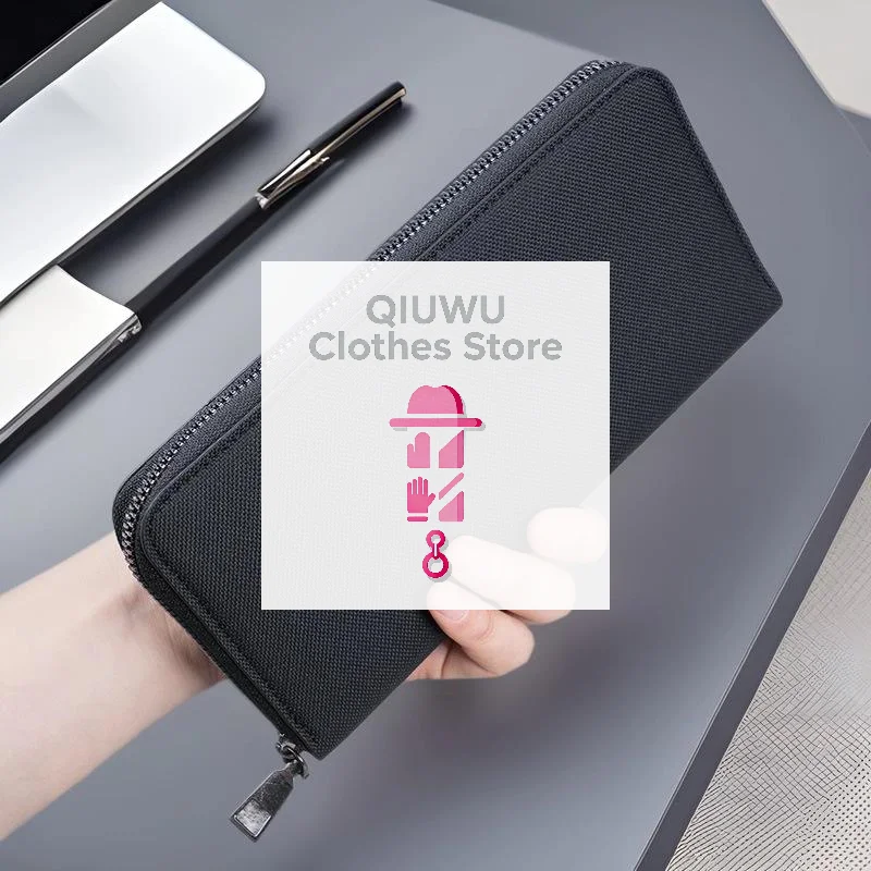 الرجال محفظة طويلة سعة كبيرة فتحات بطاقة متعددة قماش انغلق محفظة الأعمال حقيبة يد محفظة حمل البطاقة عملة حقيبة #1