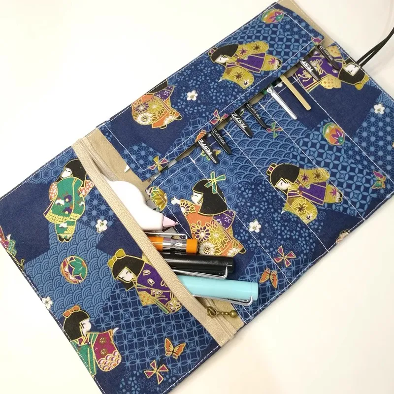 

Japanese Style Large Capacity Fabric Pen Bag Portable Stationery Storage Organizer Simple Design for Office & School Supplies