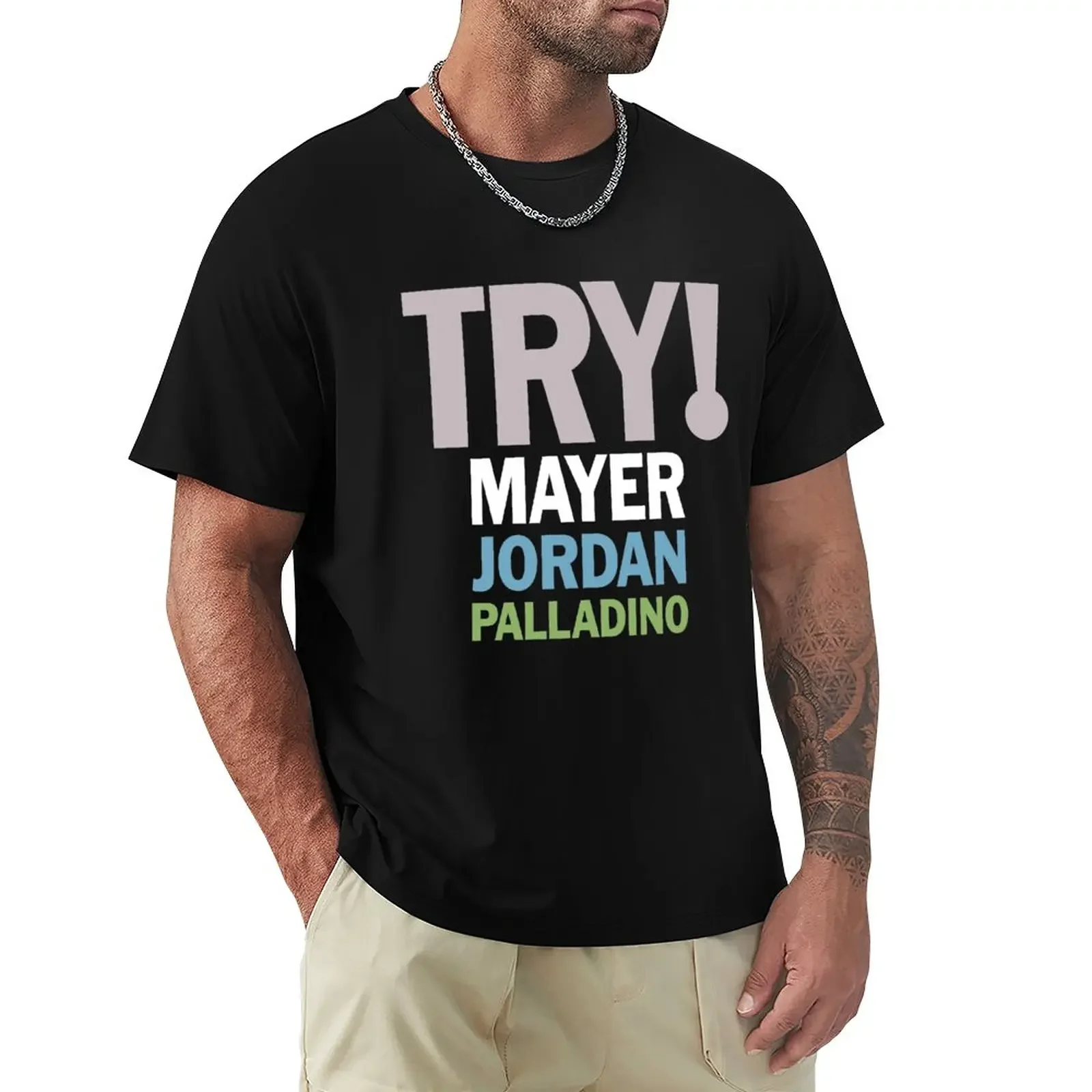 

John Mayer Trio T-Shirt summer clothes plus size tops Short sleeve tee graphics heavy weight t shirts for men