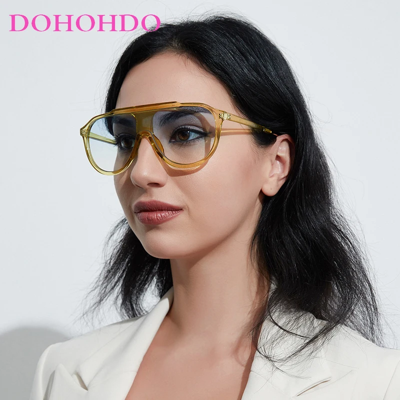 DOHOHDO Oversized Vintage Sunglasses For Women 2024 Pilot Style Men's Goggles Sun Glasses Male Locomotive Color Sunglasses UV400