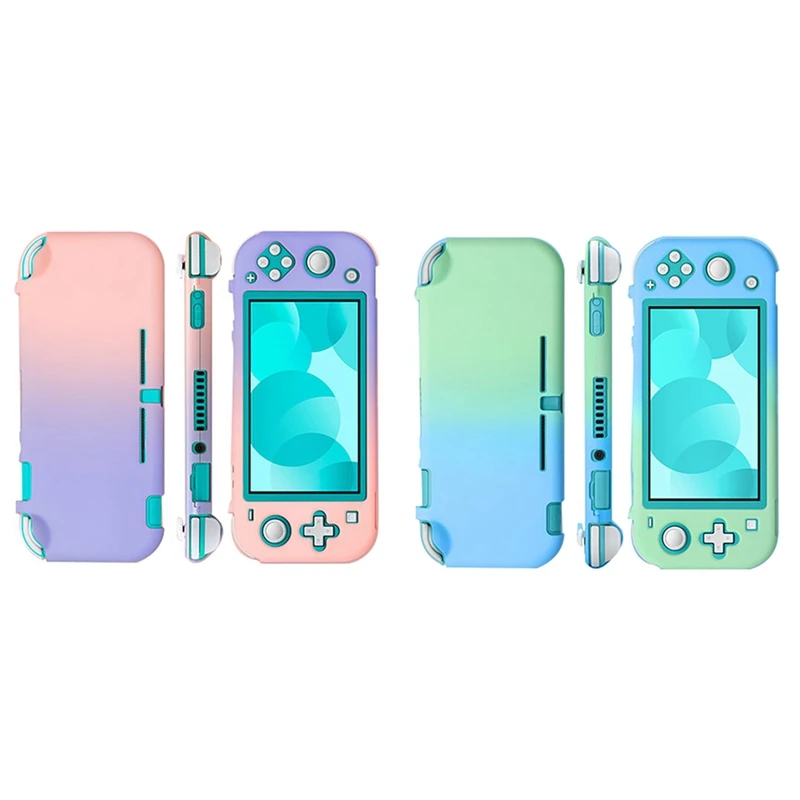 2X For Nintendo Switch Lite Case Shell Colorful Cute Hard Back Cover Skin Game Console Purple-Pink & Blue-Green