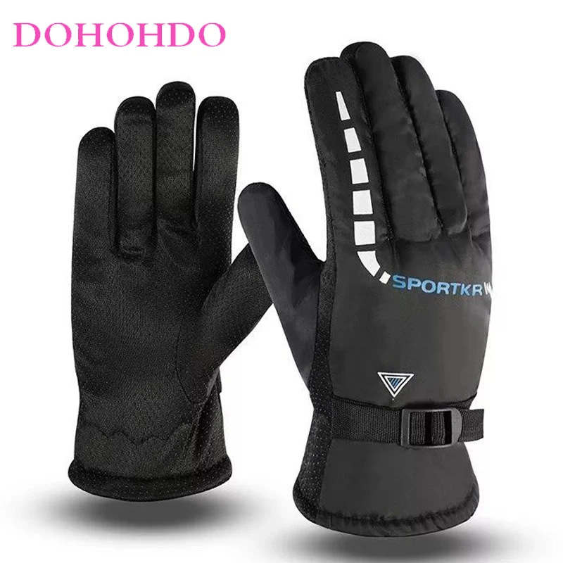 

Winter Gloves Men Triangle Cotton Warm Skiing Riding Black Gloves Plus Velvet Thickening Waterproof Windproof Guantes Para Motos