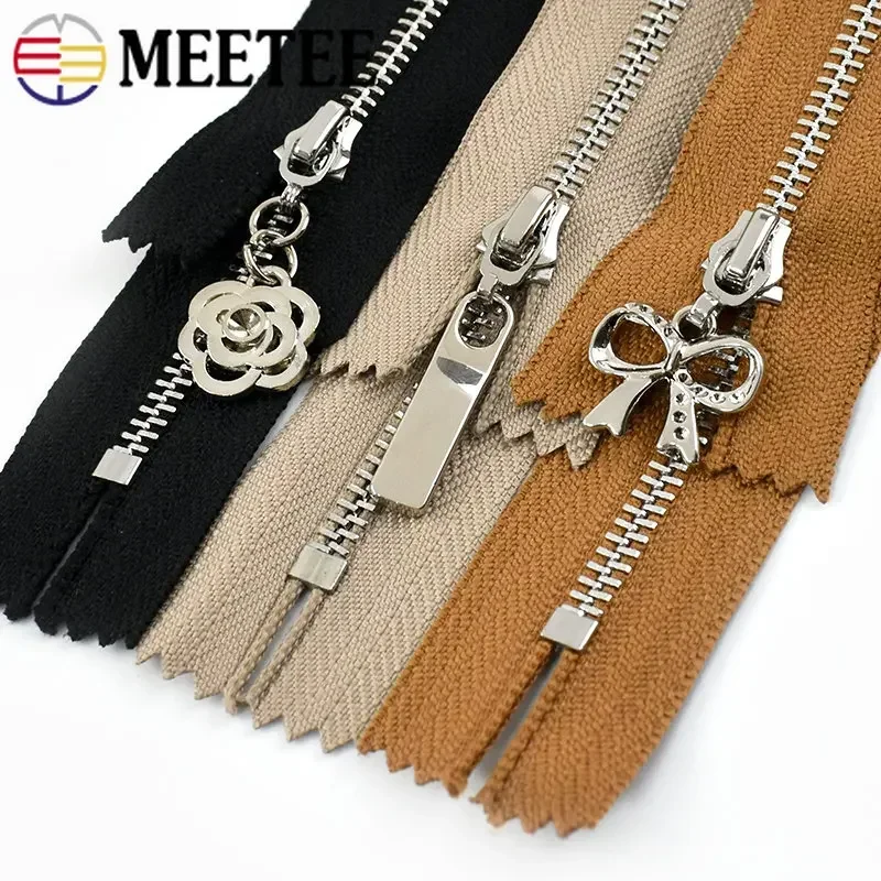 5Pcs 15/18/20/25/30cm Close-End 3# Metal Zippers for Sewing Bag Decorative Zipper Jacket Garment Zip Reapir Kit DIY Accessories