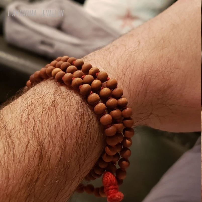 10Pcs Sandalwood Rosary Hindu Buddhist Tibetan 108 Japa Mala Prayer Bead Tassel Necklace Women Men Meditation Yoga Jewelry