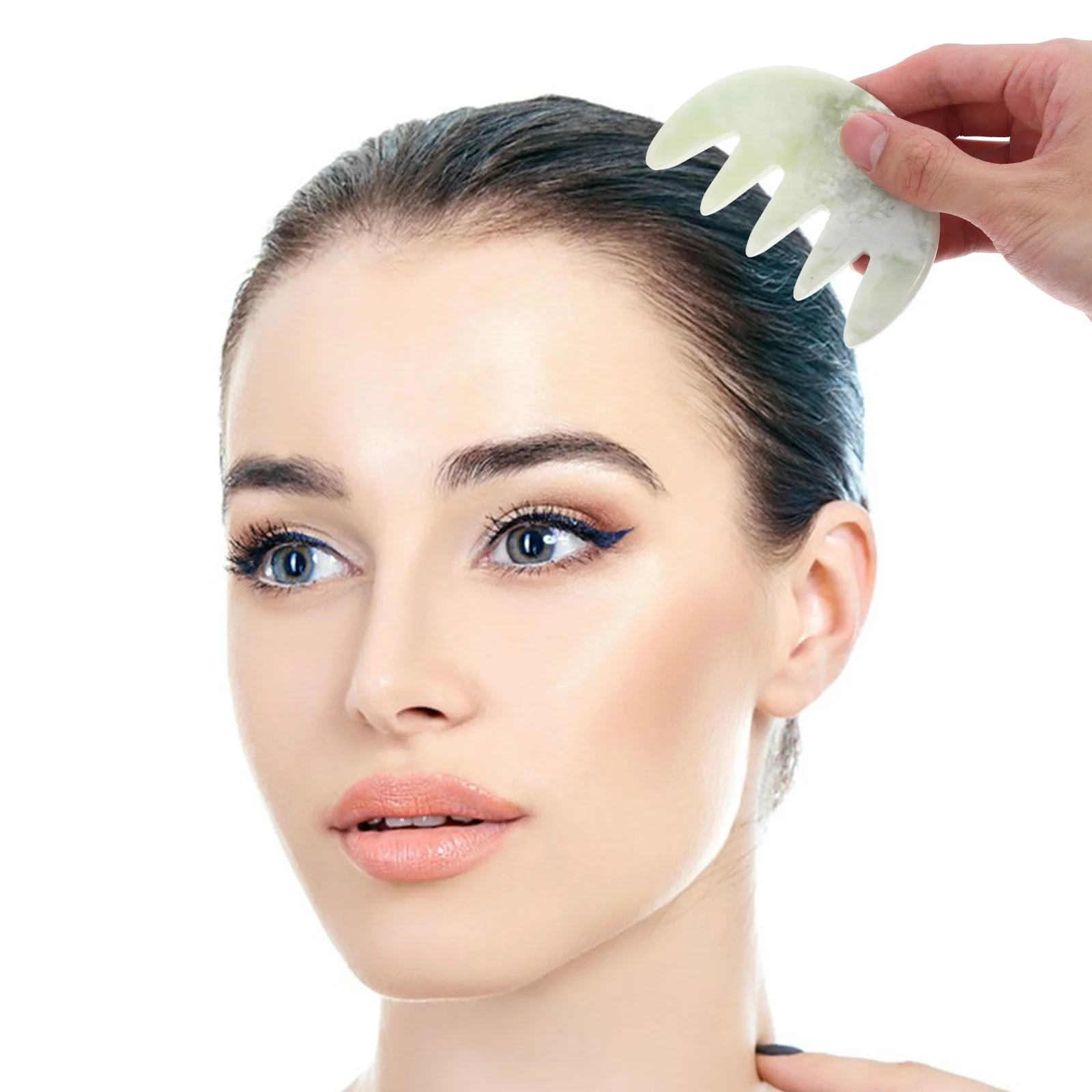 

Jade Massage Comb Wide Tooth Natural Jade Scalp Massager Handheld Deep Tissue Self Massage Tool for Relaxation Hair Growth