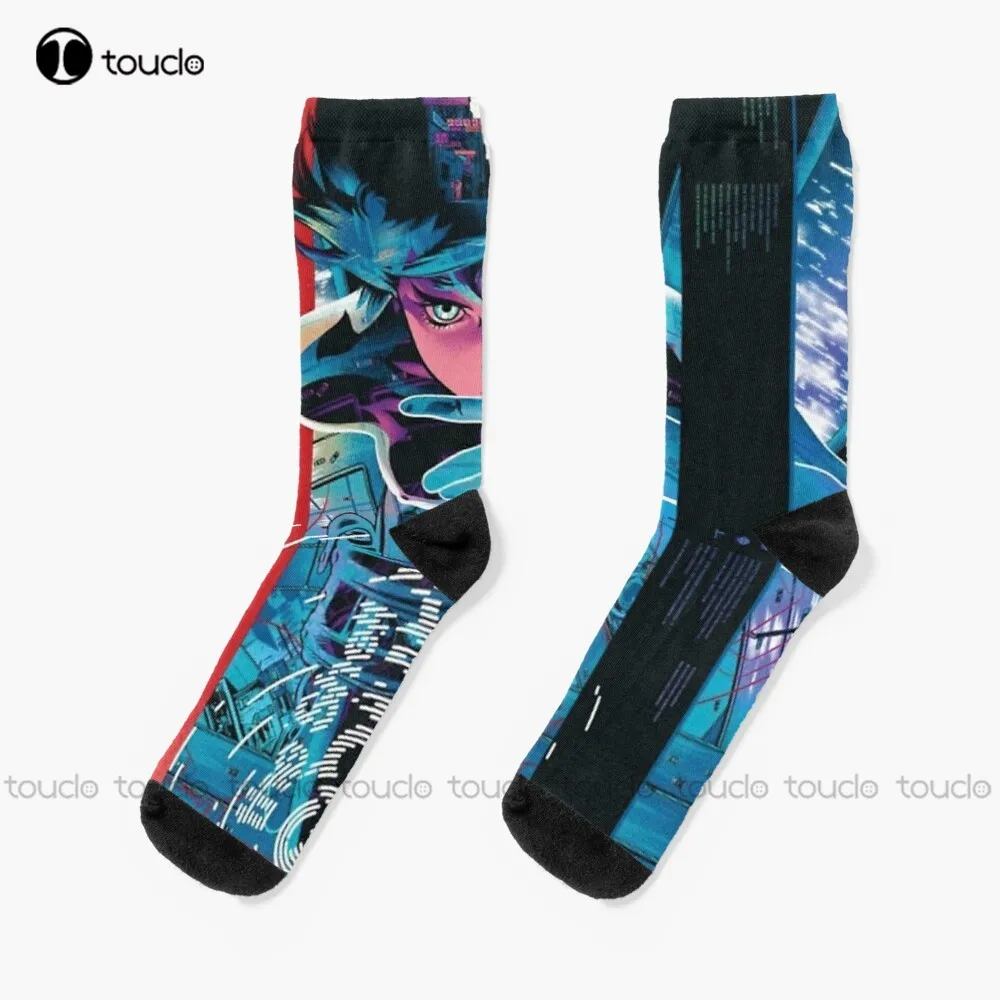 

Ghost In The Shell Socks Black Mens Socks Street Skateboard Socks 360° Digital Print Comfortable Best Girls Sports Funny Gift