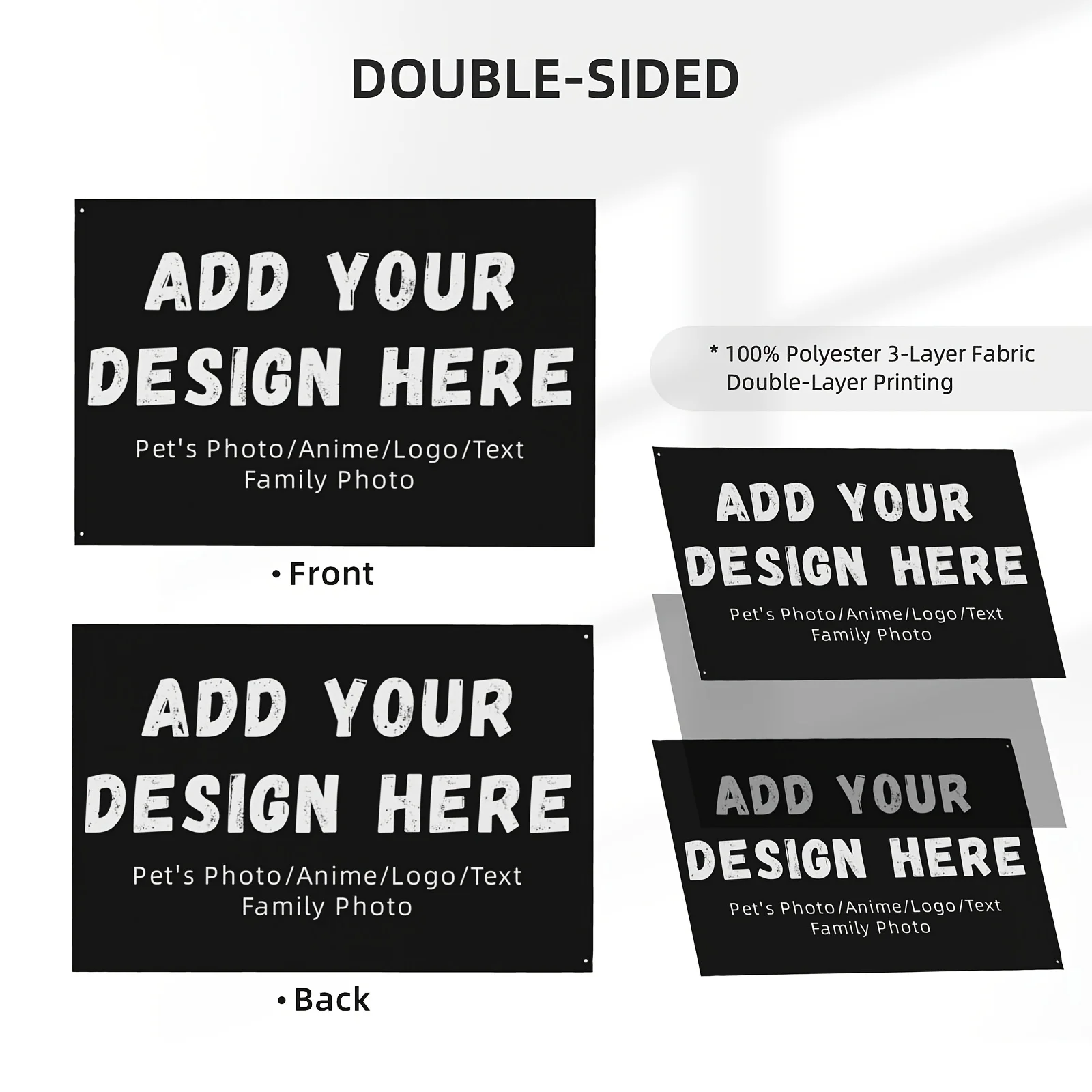 Custom Flags - Custom Three Layer Flag Double Sided with Photo Text Logo, Custom Image Flags for Decoration Tapestry Posters