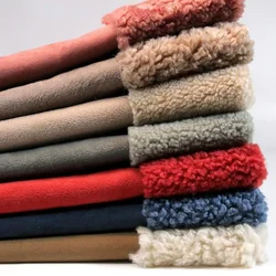 Suede Composite Lamb Wool Fabric Winter Thickened Warm Coat Motorcycle Clothing Windbreaker Fashion Sewing Cloth by the Meter