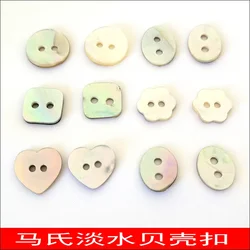 10PC Natural White Mother of Pearl Round Heart Square Oval 2-holes Button Sewing Craft Flatback Button DIY Shirt Scrapbook Decor