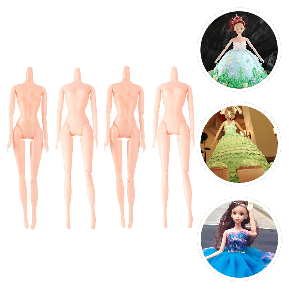 

4 Pcs Model DIY Cake Body Toy Girls Toys Mold Baking Molds Bake Moveable Plastic It Can Headless Bottom Joint