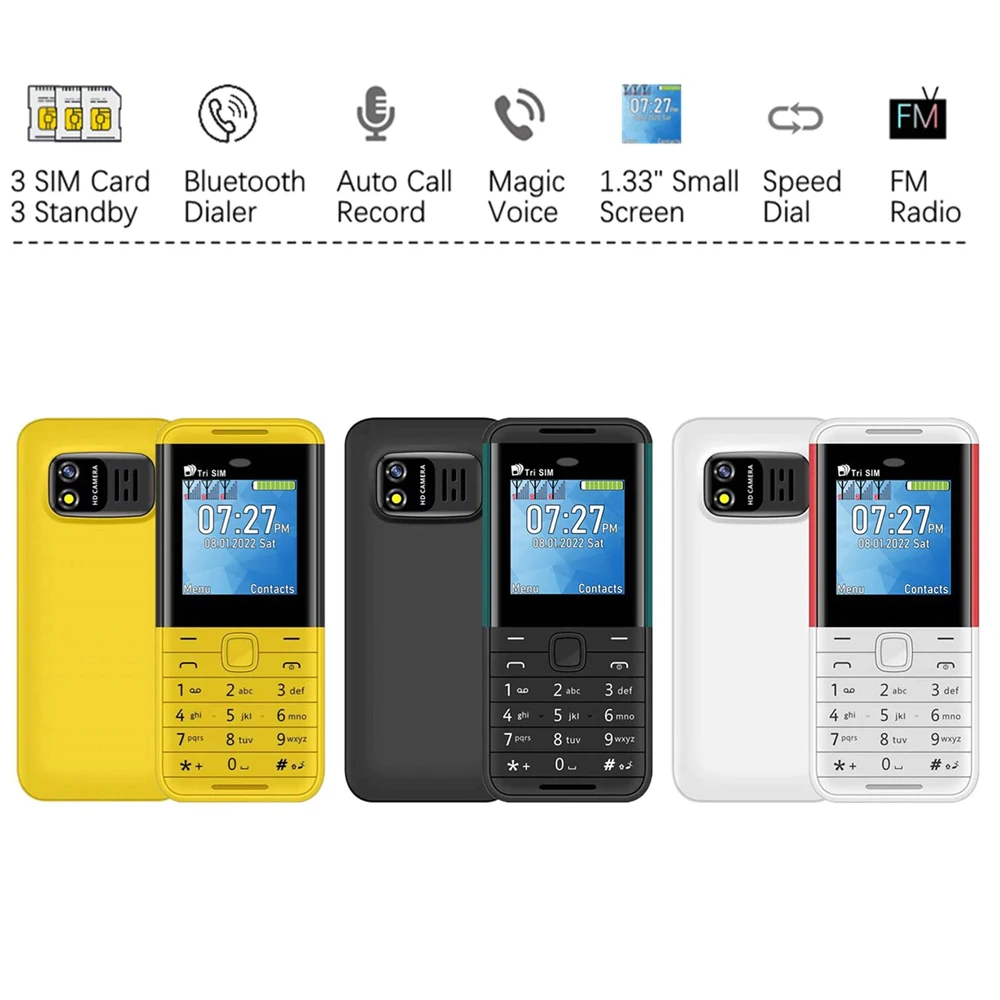 

Cross-Border Mobile Phone BM5310 2G Non-smart phone Mini GSM 3 Sim Cards Button Wireless Bluetooth Small Mobile Phone Supplier