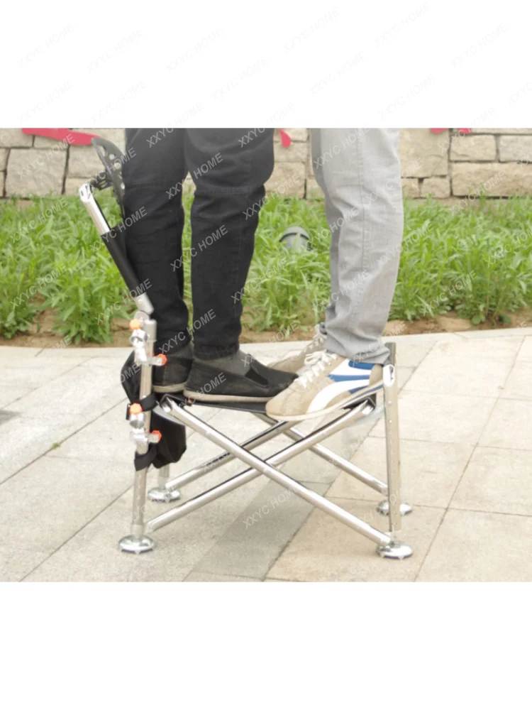 Stainless Steel Multi-Functional Fishing Chair Foldable and Portable Reclining Table Fishing Chair All Terrain Wild Fishing