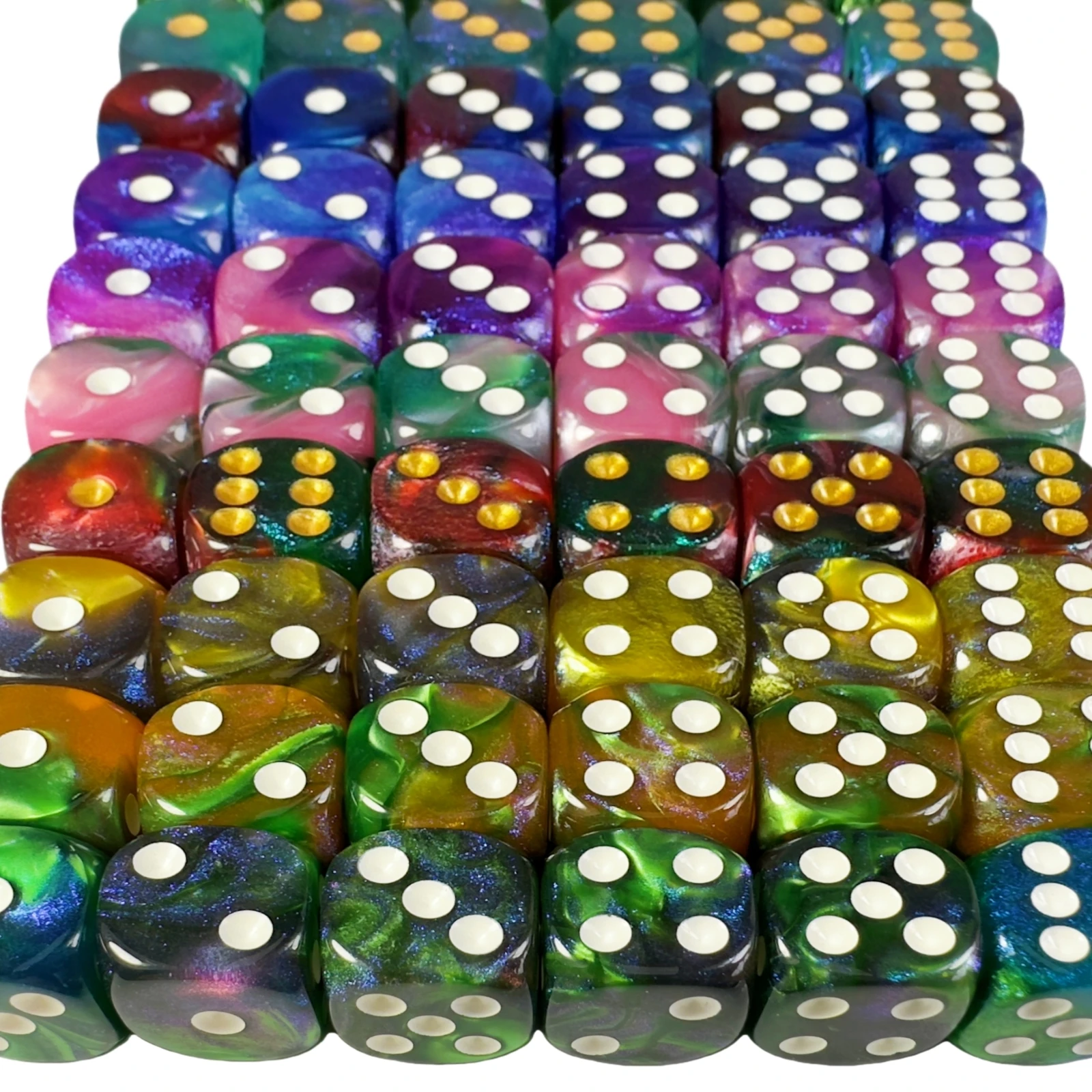 6pcs D6 Dice Mixing Color 16mm Rounded Corner Dice with Glitter Effect for Table Game DND RPG